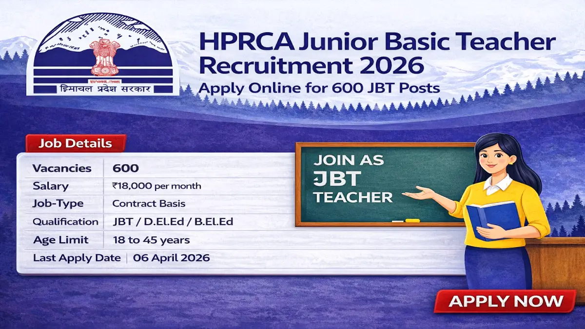 HPRCA Junior Basic Teacher Recruitment 2026