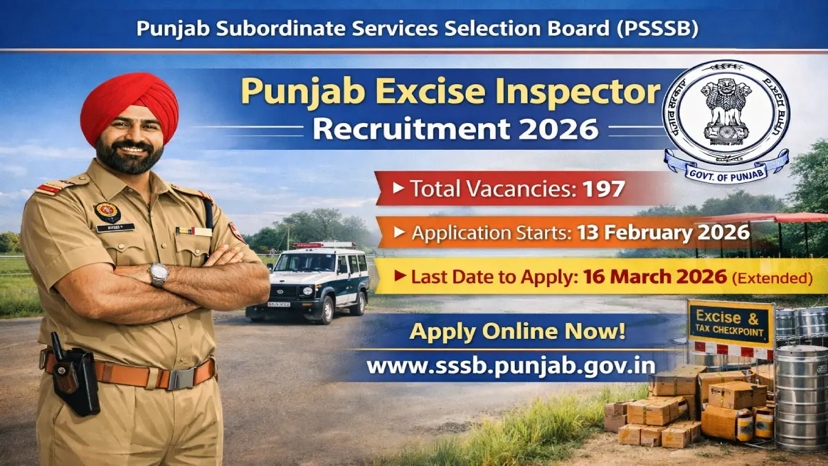 PSSSB Excise Inspector Recruitment 2026